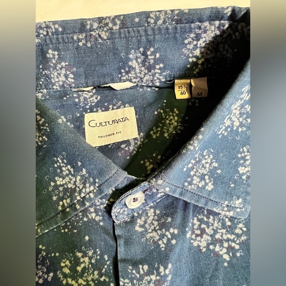 CULTURATA Men's Blue Casual pattern Button Down Shirt size M. - Picture 9 of 11